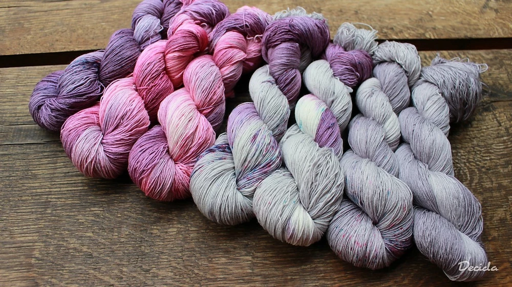 "Šedá probarvená"  Merino/hedvábí 2mm