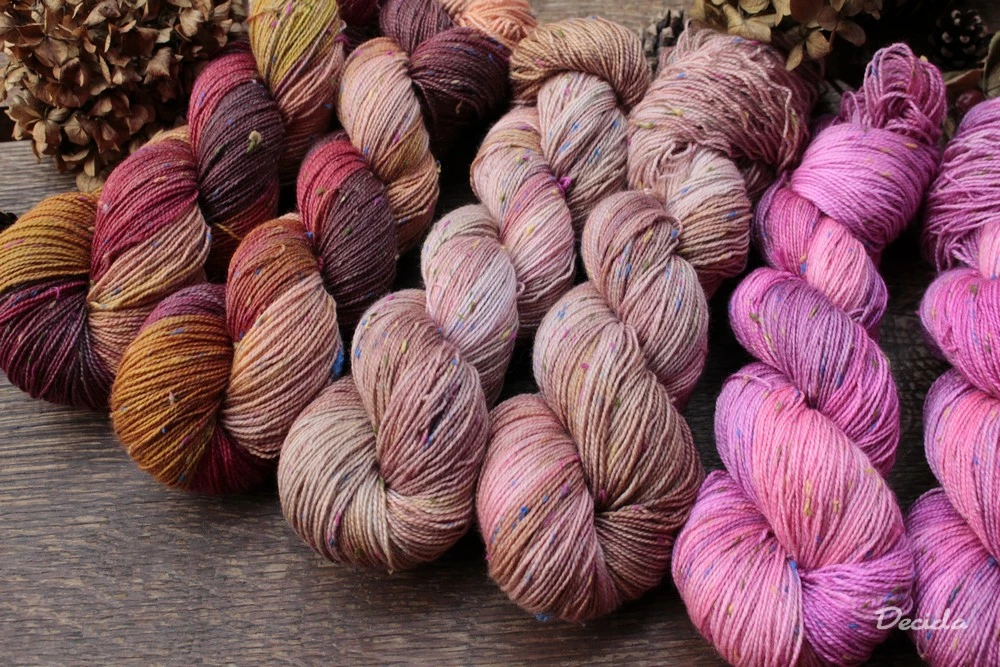"Spadané listí" - merino a Donegal neps