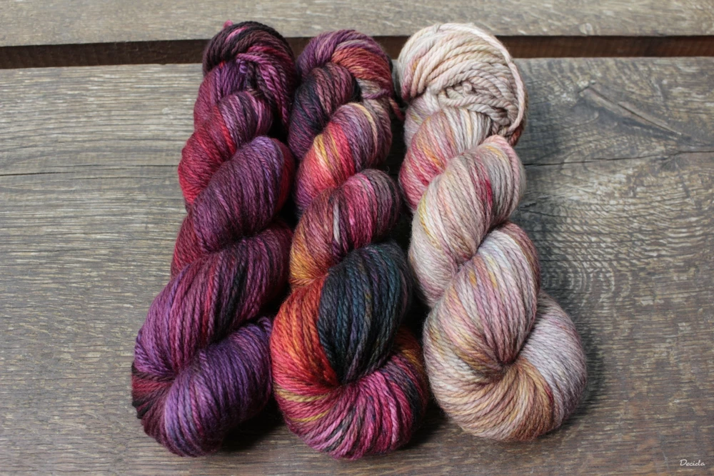 "Burgundy wine" - merino/kašmír/nylon ARAN 166m/100g