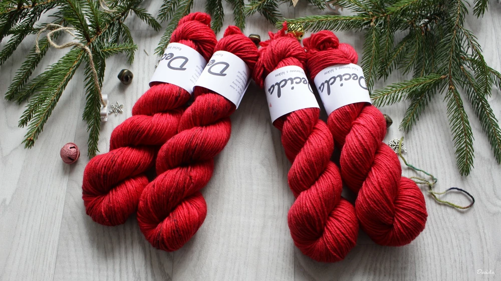 "Červená" - Merino sw/polyamid 4,5mm