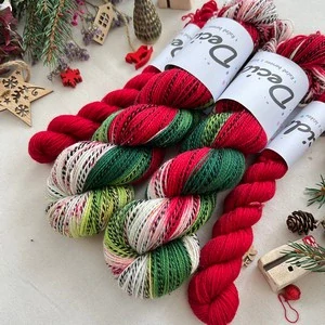 "Vánoční girlanda 10 - Červená" - ZEBRA Merino sw/nylon 400m/100g Set 120g PŘEDOBJEDNÁVKA 