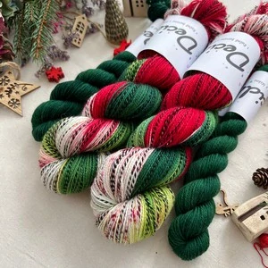 "Vánoční girlanda 10 - Zelená" - ZEBRA Merino sw/nylon 400m/100g Set 120g PŘEDOBJEDNÁVKA 