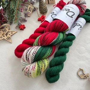 "Vánoční girlanda 10 - Červená a  Zelená" - ZEBRA Merino sw/nylon 400m/100g Set 140g PŘEDOBJEDNÁVKA 