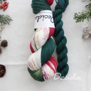 "Vánoční girlanda - set TMAVÁ ZELENÁ" - 120g EXTRA Merino sw/polyamid 365m/100g