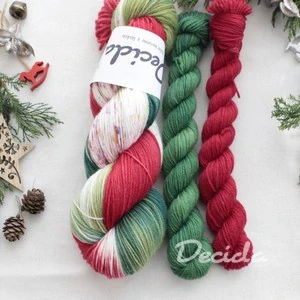"Vánoční girlanda - set ZELENÁ a ČERVENÁ" - 140g EXTRA Merino sw/polyamid 365m/100g