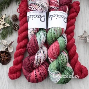"Vánoční girlanda 3" set - ČERVENÁ" - 120g ZEBRA Merino sw/nylon 400m/100g
