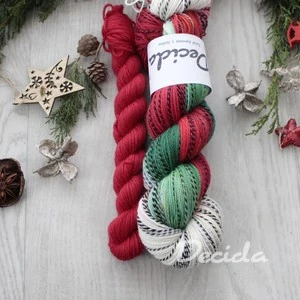 "Vánoční girlanda" set - ČERVENÁ" - 120g ZEBRA Merino sw/nylon 400m/100g