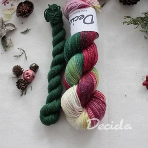 Set 120g "Vánoční girlanda- Zelená" - EXTRA Merino sw/polyamid/Lurex 365m/100g