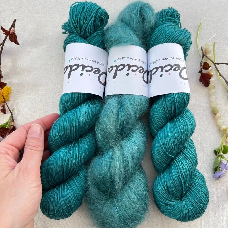 "Emerald Teal 2" 80% merino sw 20% hedvábí 400m 