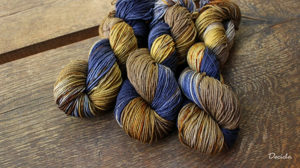 "Navy a khaki 2" Merino/hedvábí 4mm 