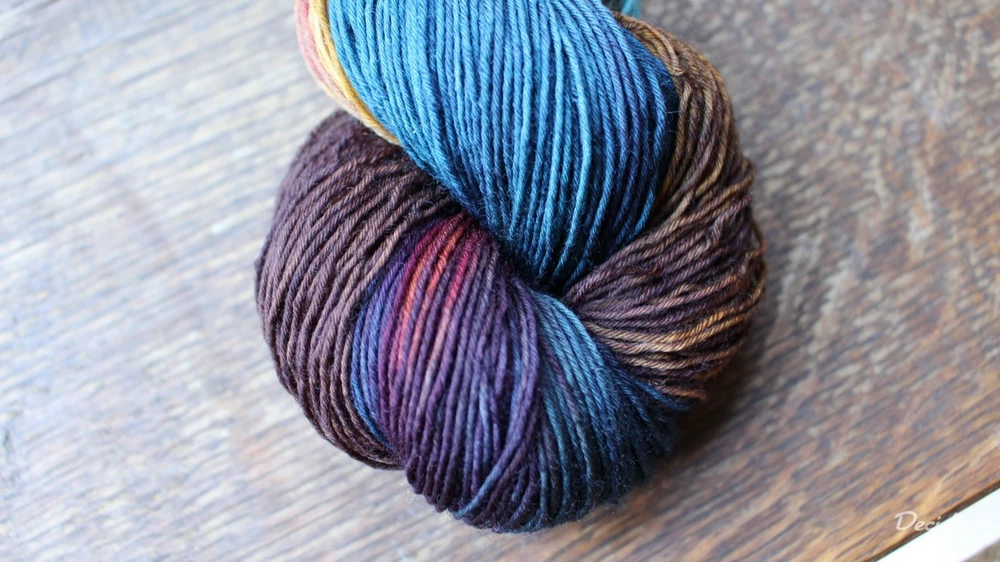"Petrolejová s hnědou a burgundou"  extra MERINO se sw 3mm