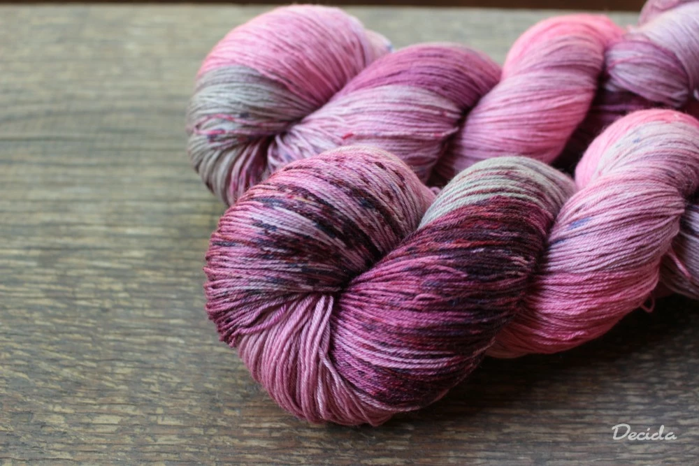 "Růžový kvítek 2" merino/hedvábí 2mm