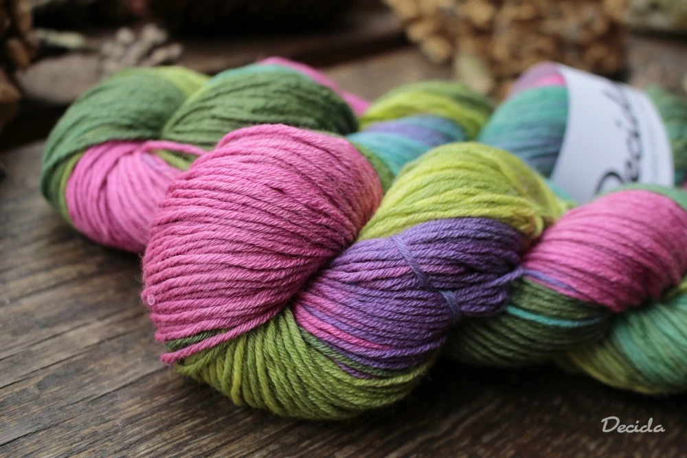 "Procházka zahradou - tmavší" Merino/hedvábí 4mm