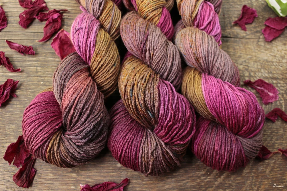 "Wild rust pink" Merino/hedvábí 4mm