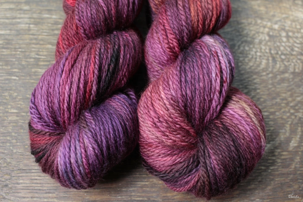 "Burgundy wine" - merino/kašmír/nylon ARAN 166m/100g