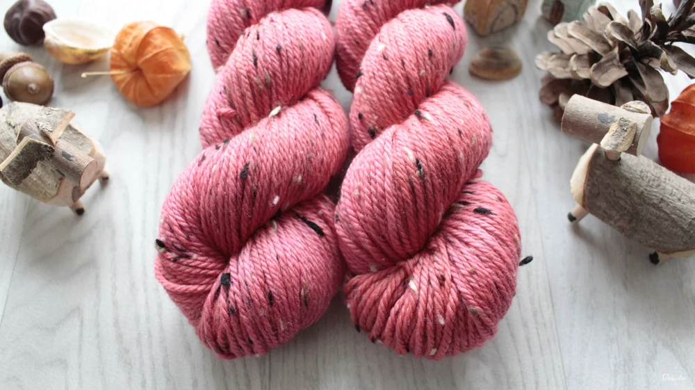 "Melounová" - merino a Donegal neps ARAN 166m/100g