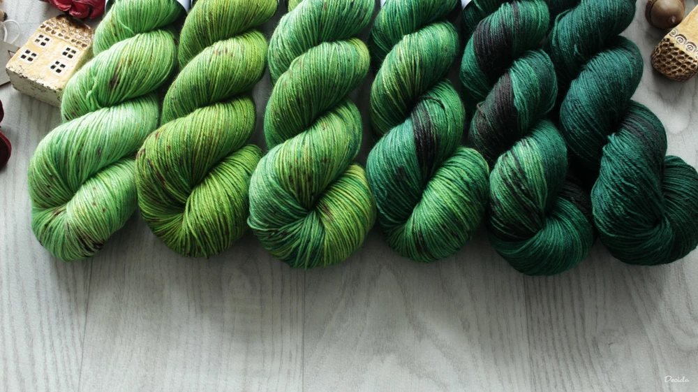Fade set "Green" 600g- extra MERINO se sw 3mm