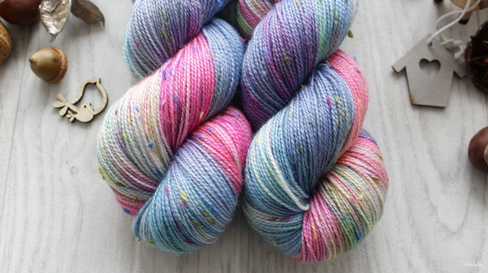 "Jaleo" - 85% merino sw a 15% donegal nopky barevné