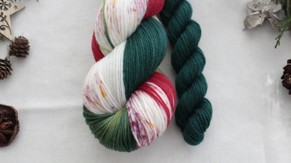 "Vánoční girlanda - set TMAVÁ ZELENÁ" - 120g EXTRA Merino sw/polyamid 365m/100g