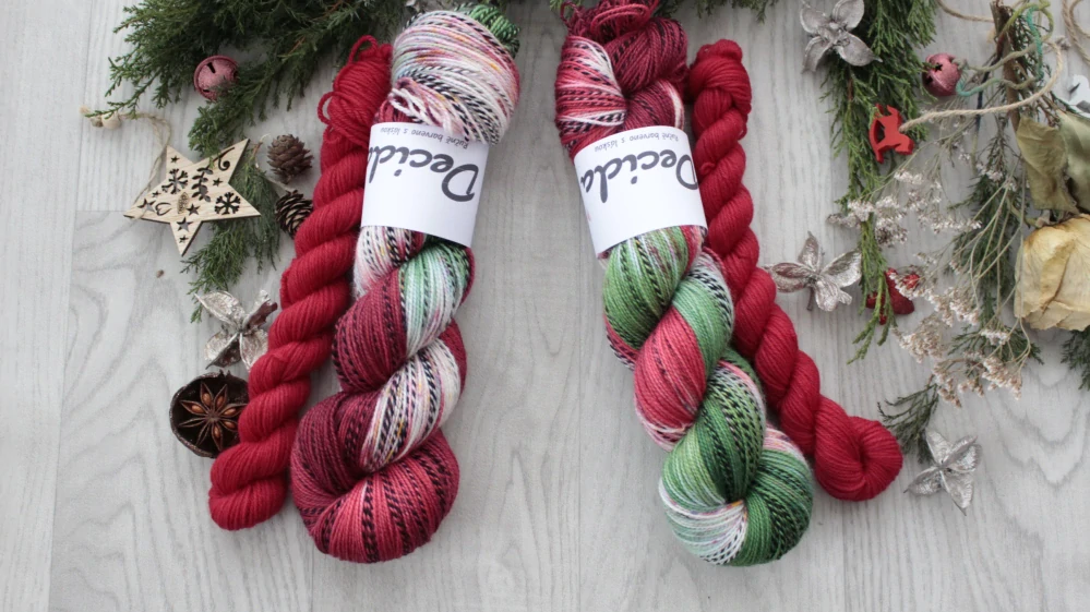 "Vánoční girlanda 3" set - ČERVENÁ" - 120g ZEBRA Merino sw/nylon 400m/100g