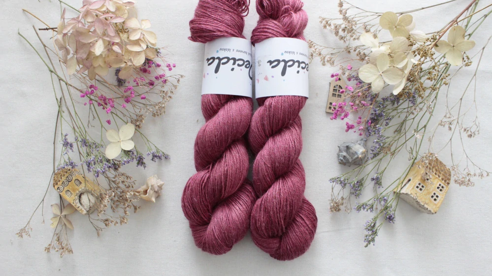 "Cherry"- 50% Alpaca/25% Hedvábí/25% len 400m
