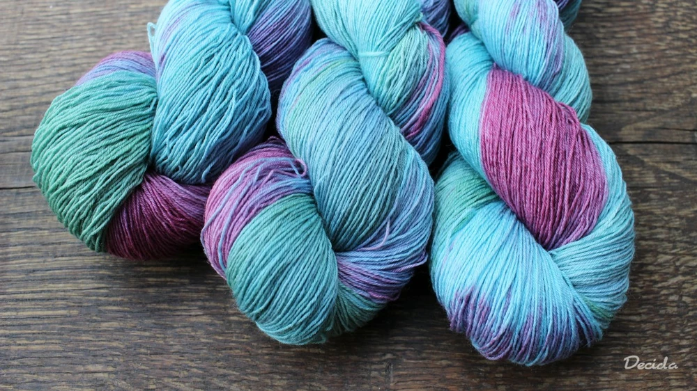 "Modré kvítky"  Merino/hedvábí 2mm