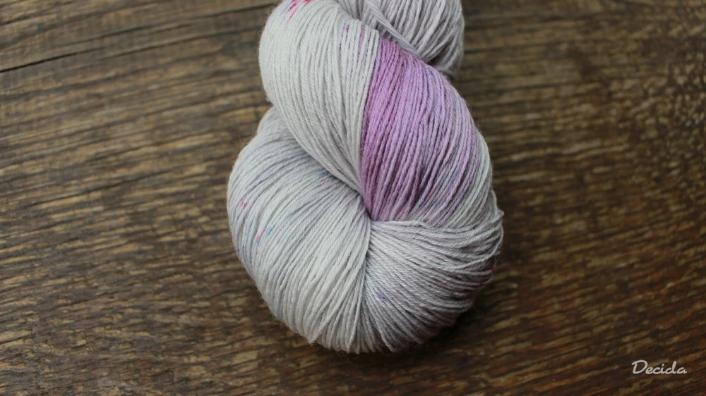 "Fialová a šedá"  Merino/hedvábí 2mm