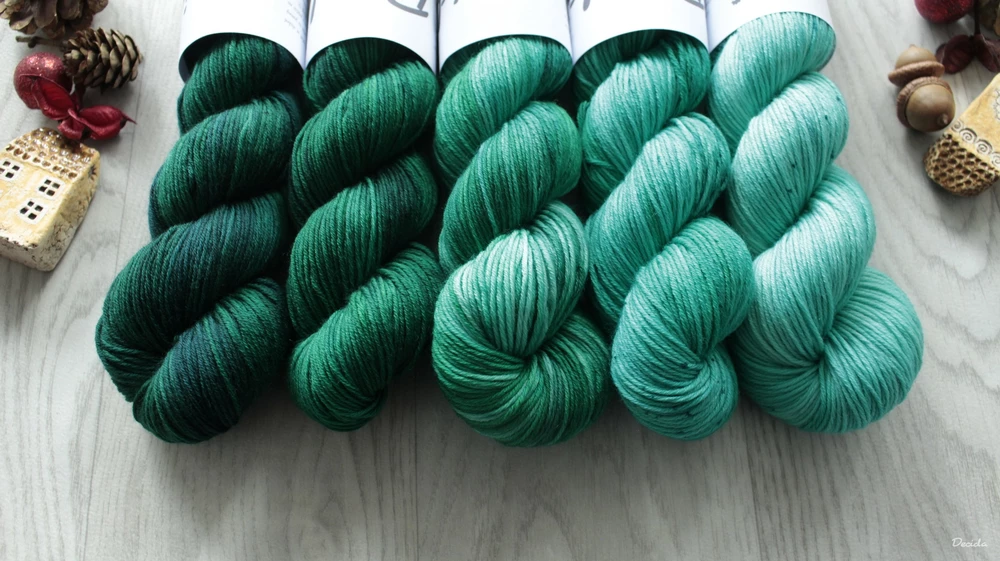 Fade set "Mint Smaragdy" 500g - extra MERINO se sw 4mm