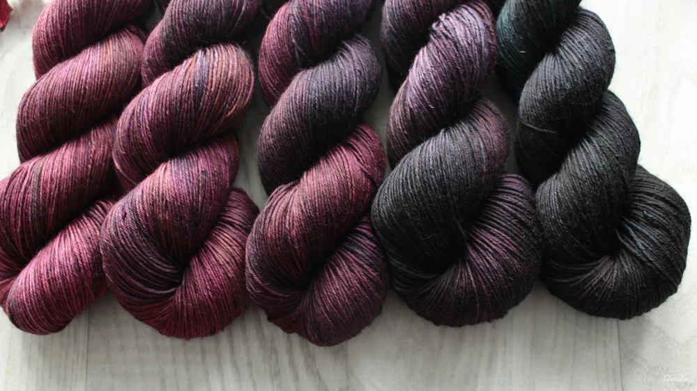 Fade set "Pinkburgundy Darkness" 500g-  extra MERINO se sw 3mm