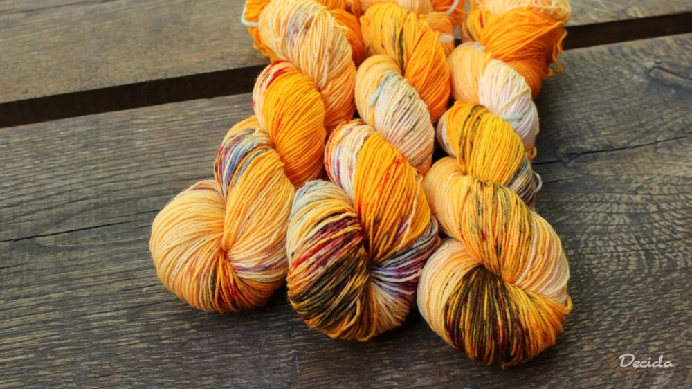 "Probarvená mandarinka"  extra MERINO se sw 3mm