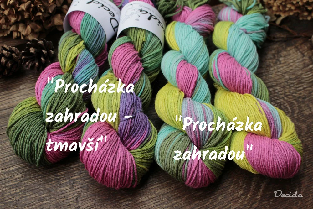 "Procházka zahradou - tmavší" Merino/hedvábí 4mm