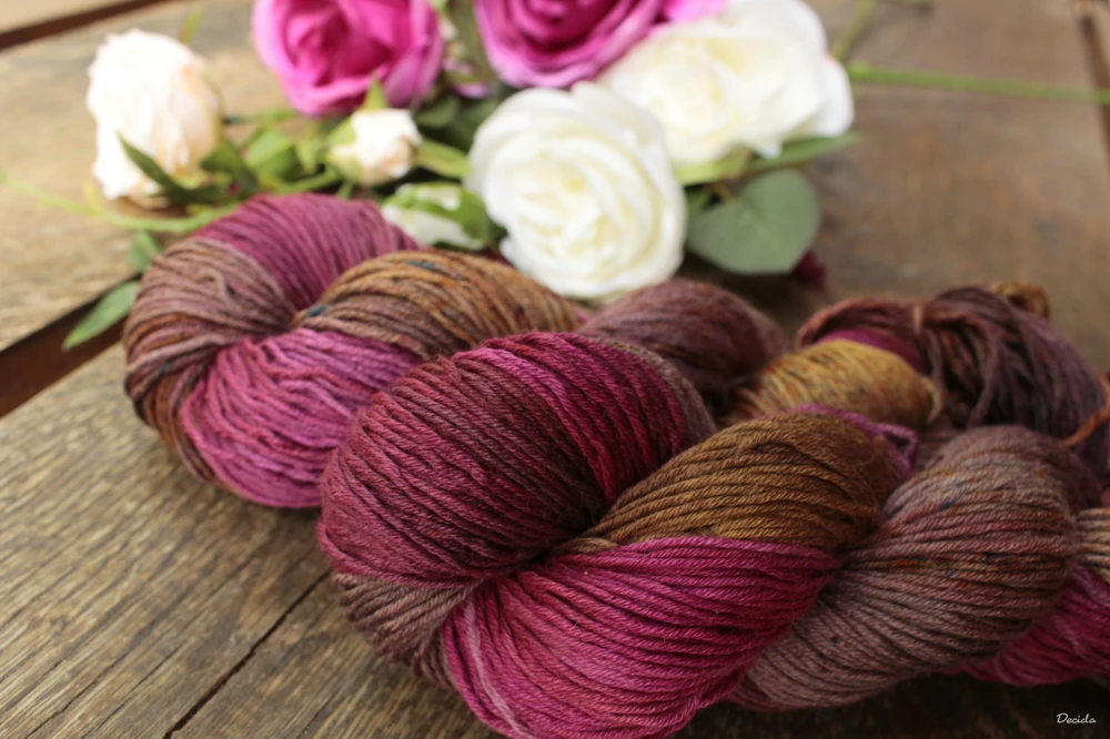"Wild rust pink" Merino/hedvábí 4mm