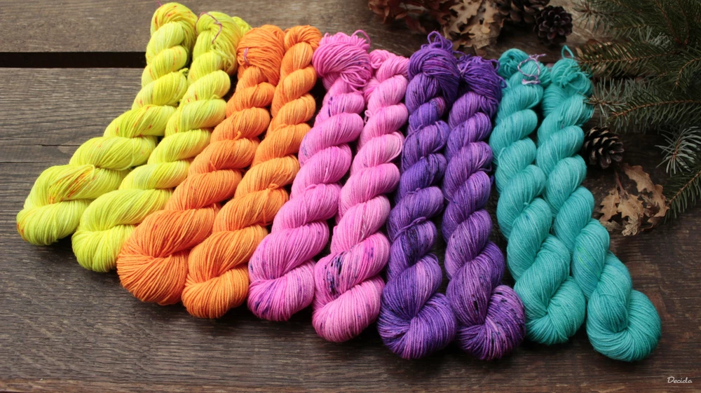 Set "Neon"- 5x 50g merino sw 400m/100g