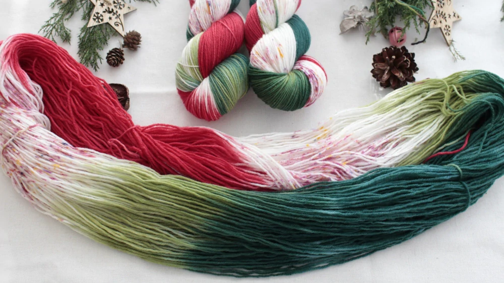"Vánoční girlanda - set TMAVÁ ZELENÁ" - 120g EXTRA Merino sw/polyamid 365m/100g