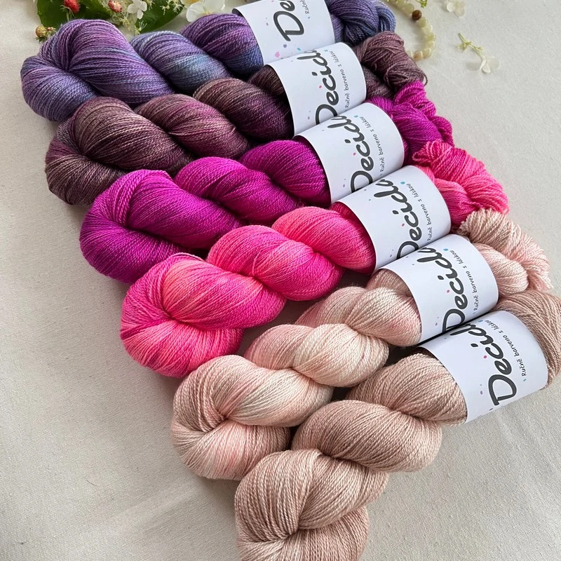 "Evening Petals" merino/hedvábí 50/50 800m