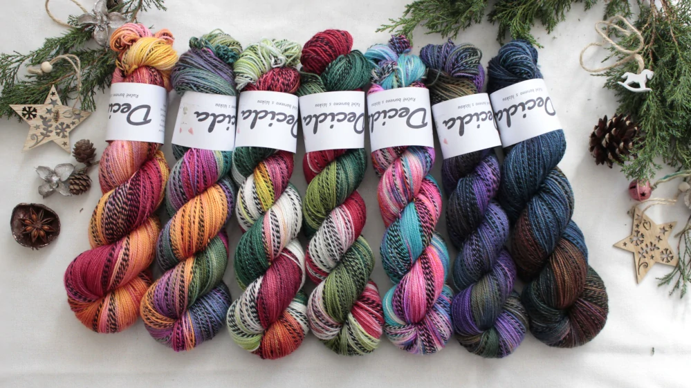 "Vánoční girlanda set - ČERVENÁ" - 120g ZEBRA Merino sw/nylon 400m/100g